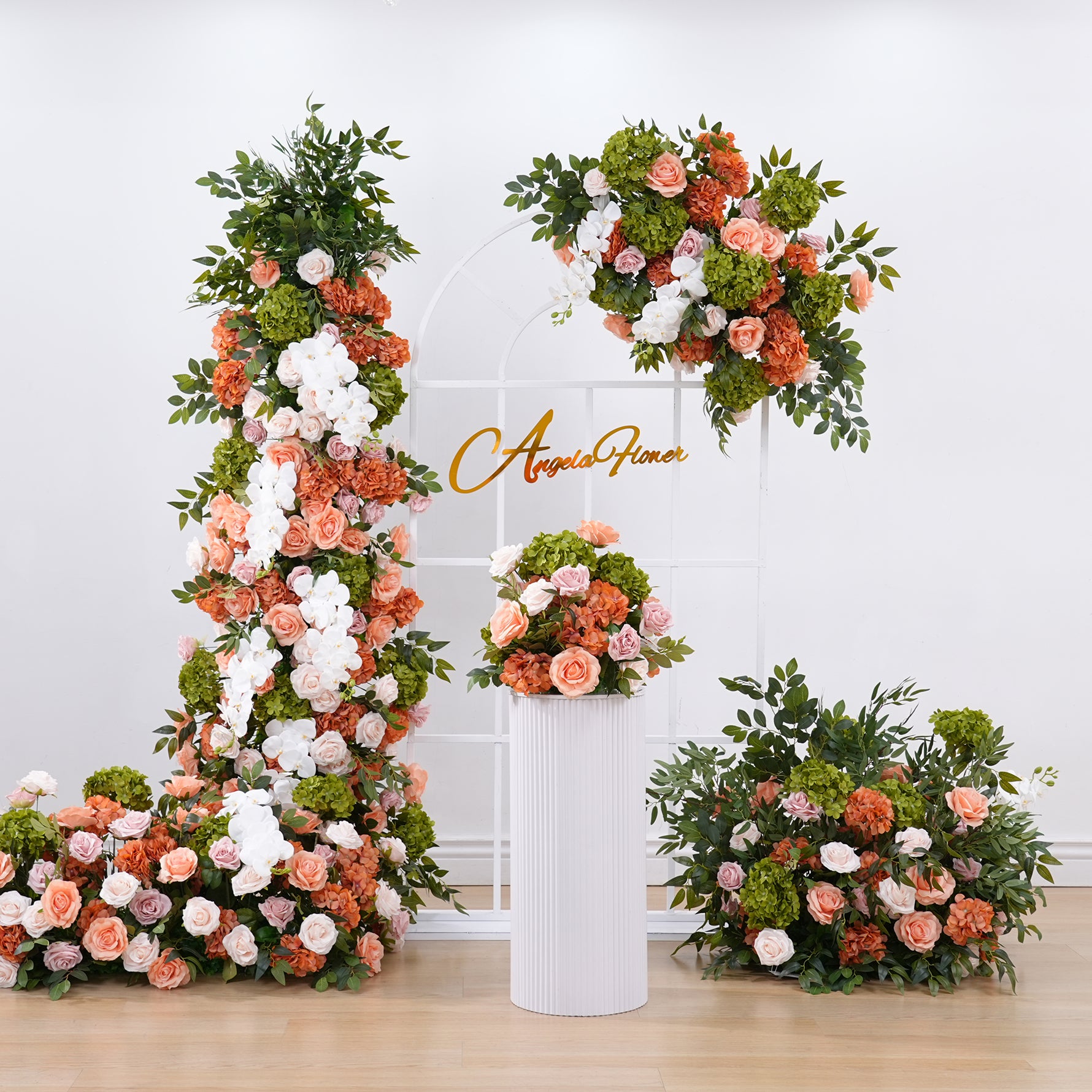 おれんじ Angela Flower Red Rose Plum Bossom Floral Arrangement Decor Horn