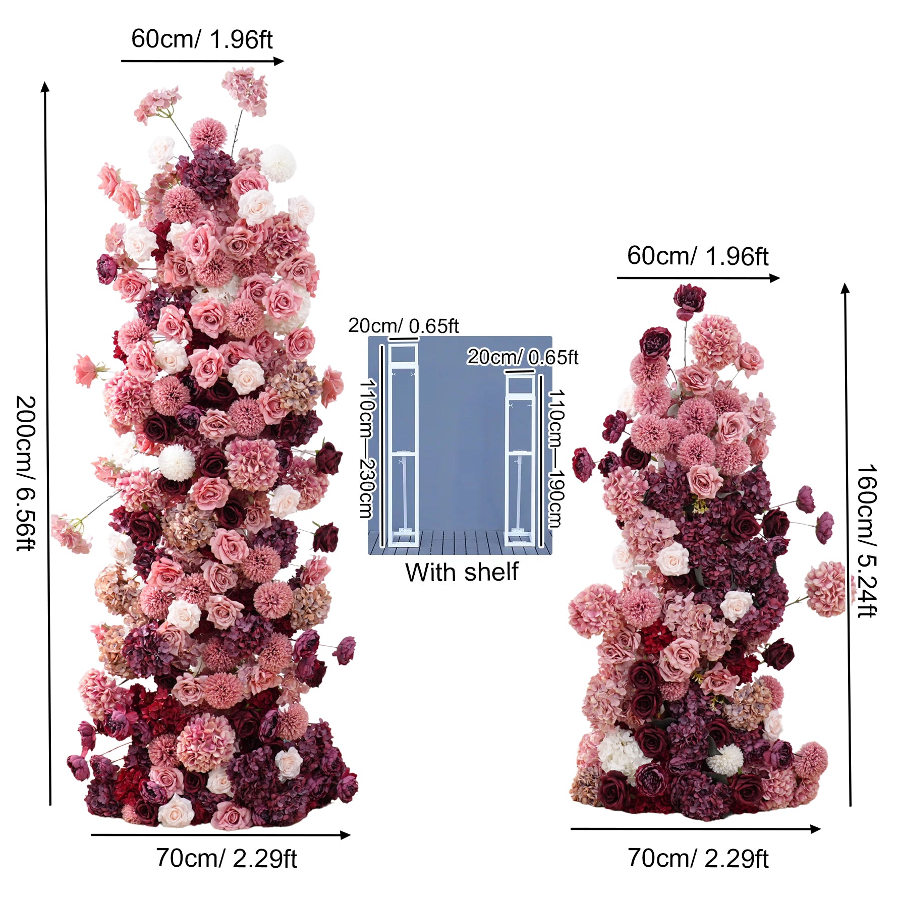 A8961 Pink Rose Hydrangea Floral Row KT Board Backdrop Wedding