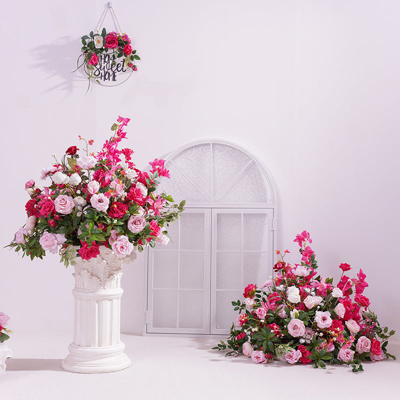 A866316 Hot Pink Series Rose Greenery Floor Flower