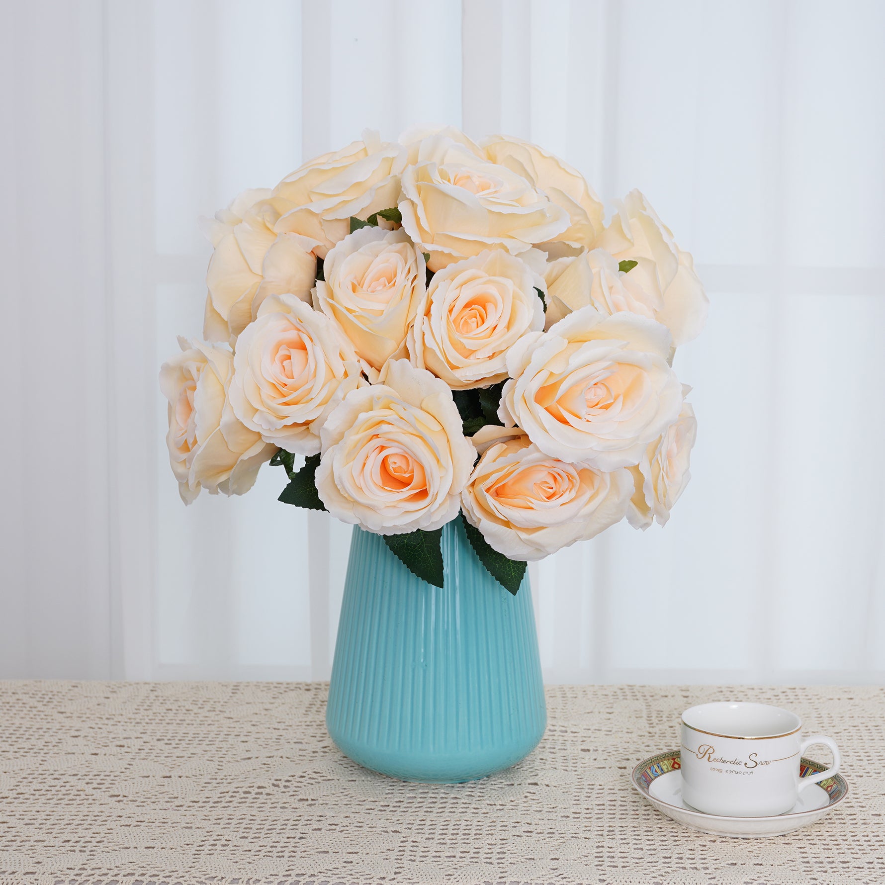 A3168 10pcs 45cm Artificial 9 Heads Rose Flower Bouquet Home Decor