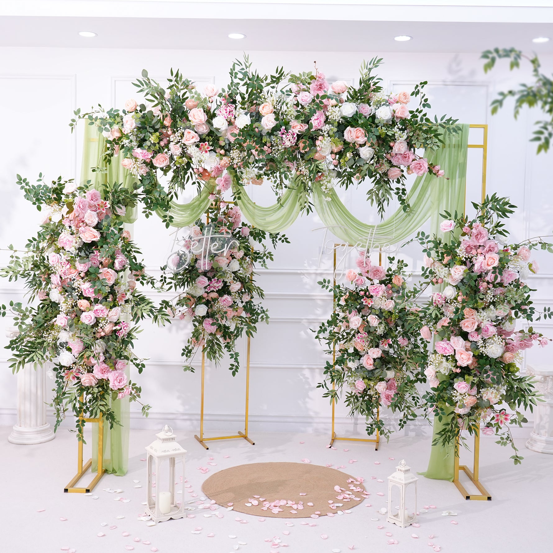 ローズラビットFlower A8871 Pink Rose Peony Greenery Flower Arrangement Decor Wedding