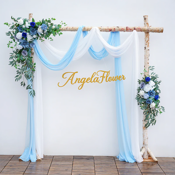 A8634 Blue White Series Flower Row Wedding Backdrop Frame Floral Arrangement
