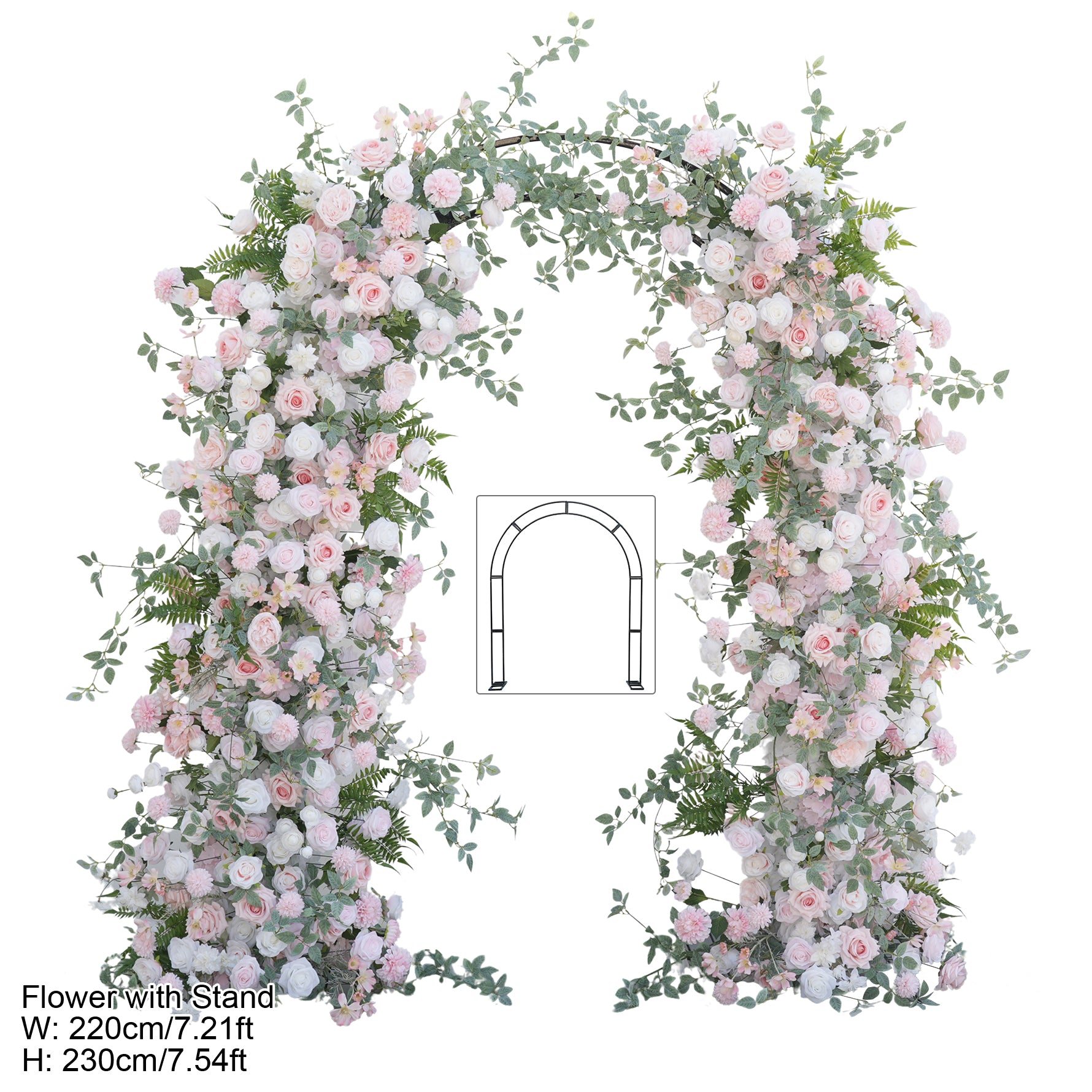 A9073 Artificial Greenery Pink Rose Floral Row Aisle Flower