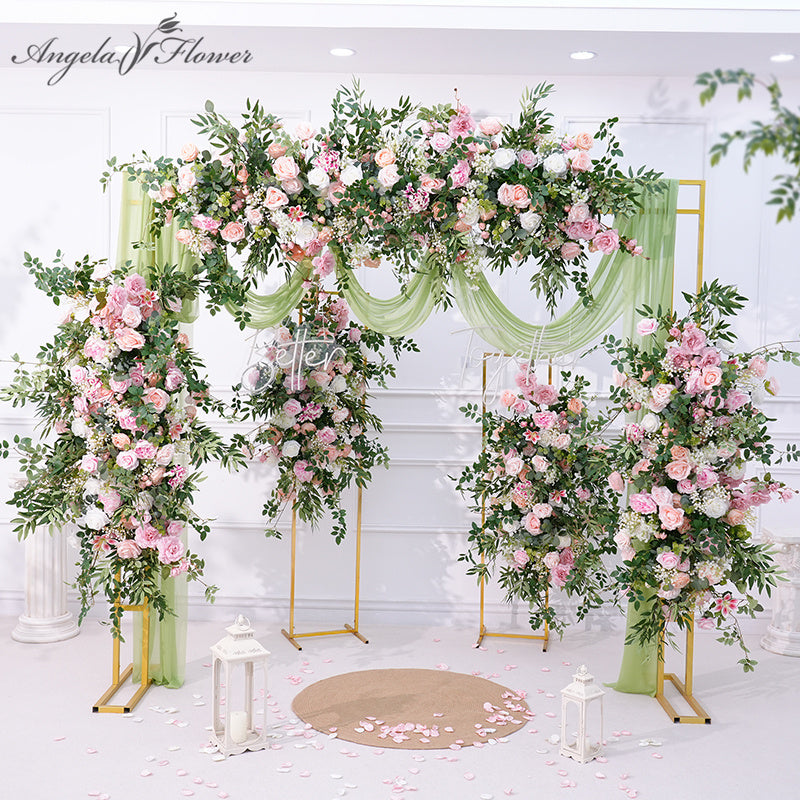 ローズラビットFlower A8871 Pink Rose Peony Greenery Flower Arrangement Decor Wedding