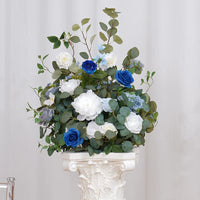 A8634 Flower Haze Blue Series Eucalyptus Leaves Fence With Flower