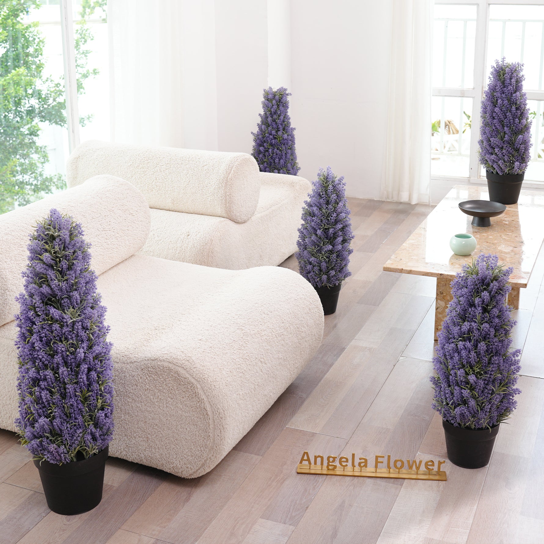 A203778+203774 1.9/2.62ft Purple Lavender Artificial Bonsai Potted
