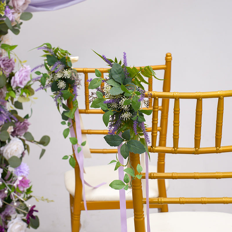 【【❤︎Anela❤︎】】  A865313 Purple Series Plant Vine Chair Flower Wedding Decor Floral