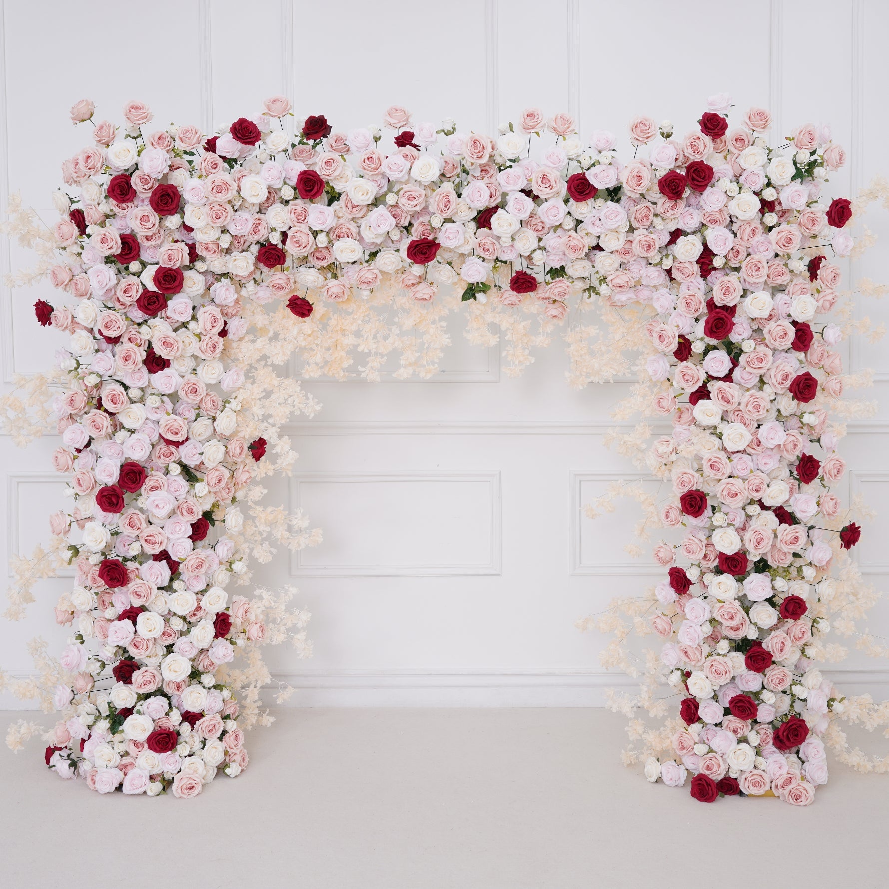 A8820 Colorful Rose Champagne Leaf Flower Row Square Frame