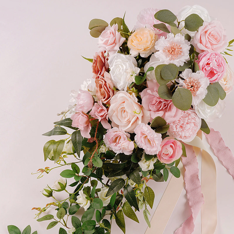 A864002 White Pink Bridal Bouquet Wedding Floral Arrangement