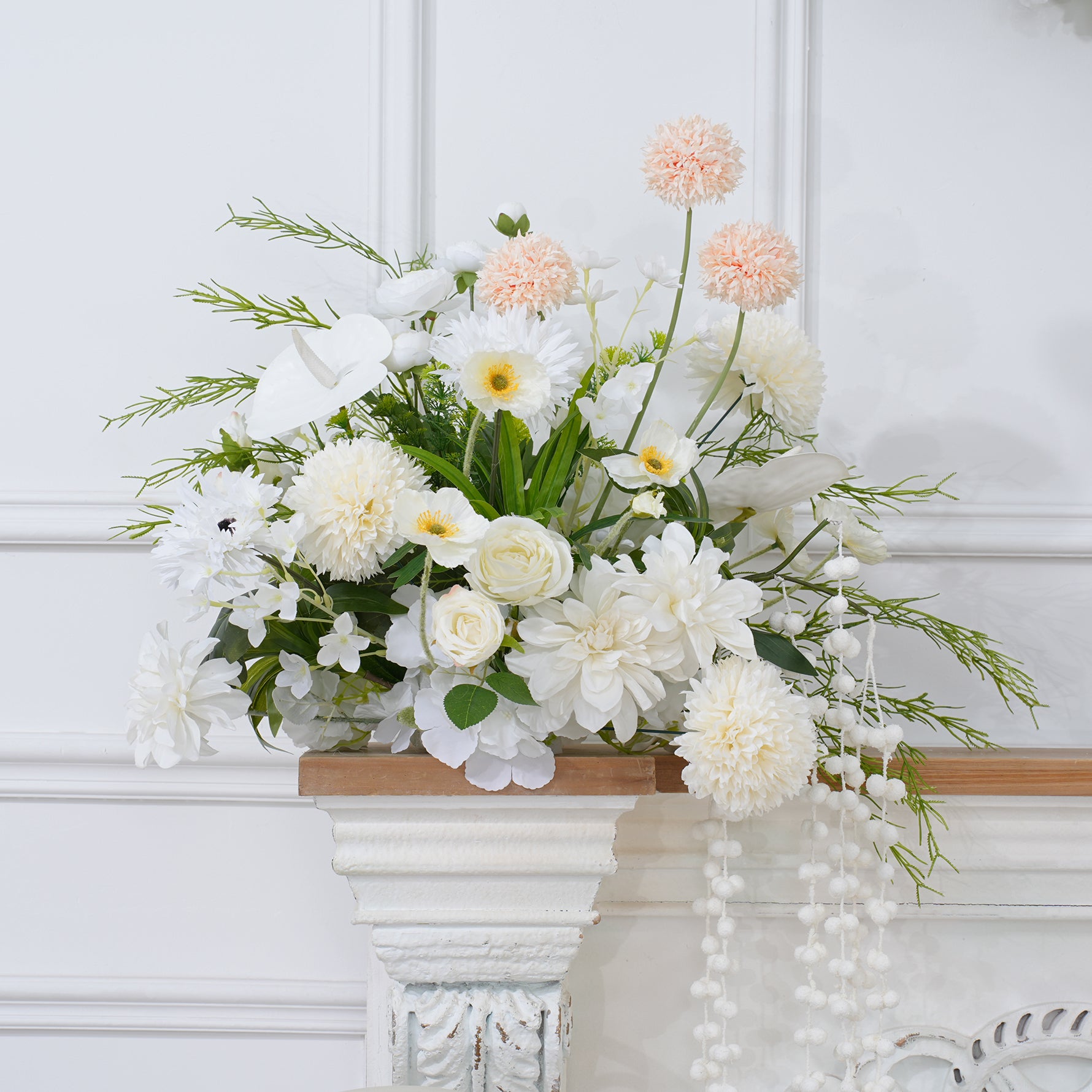 Angela Flower Champagne White Series With Greenery Floral
