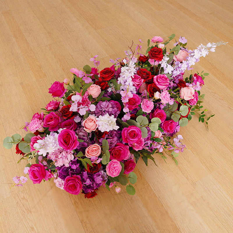 A8673 Hot Pink Rose Floral Arrangement Wedding Horn Arch Decor