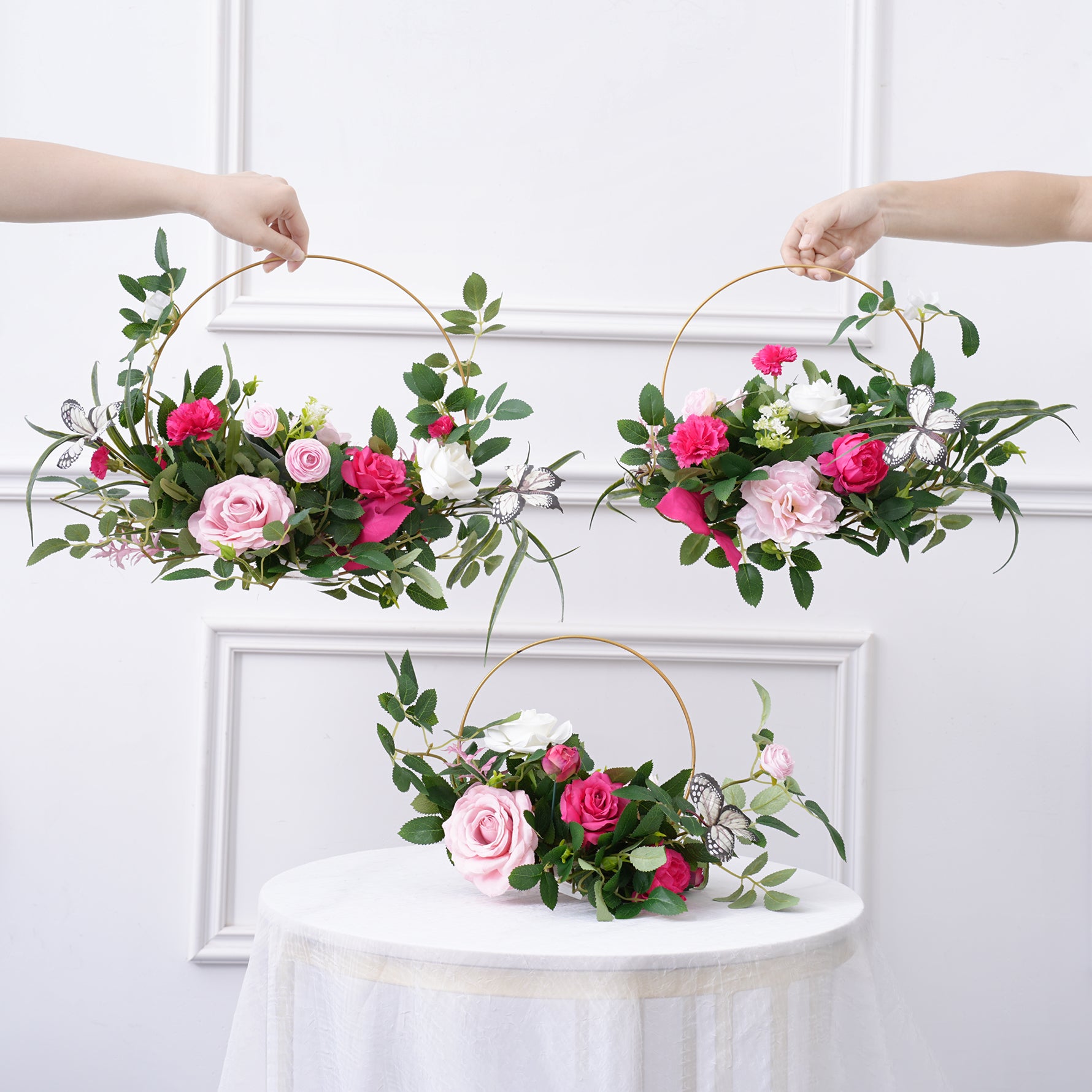 Angela Flower Black Burgundy Series Flower With Hoop Shelf Wedding