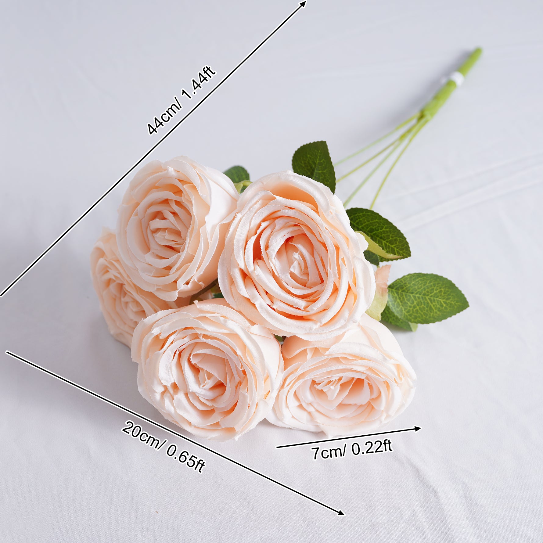 A7665 10pcs 44cm Artificial 5 Heads Rose Flower Bouquet