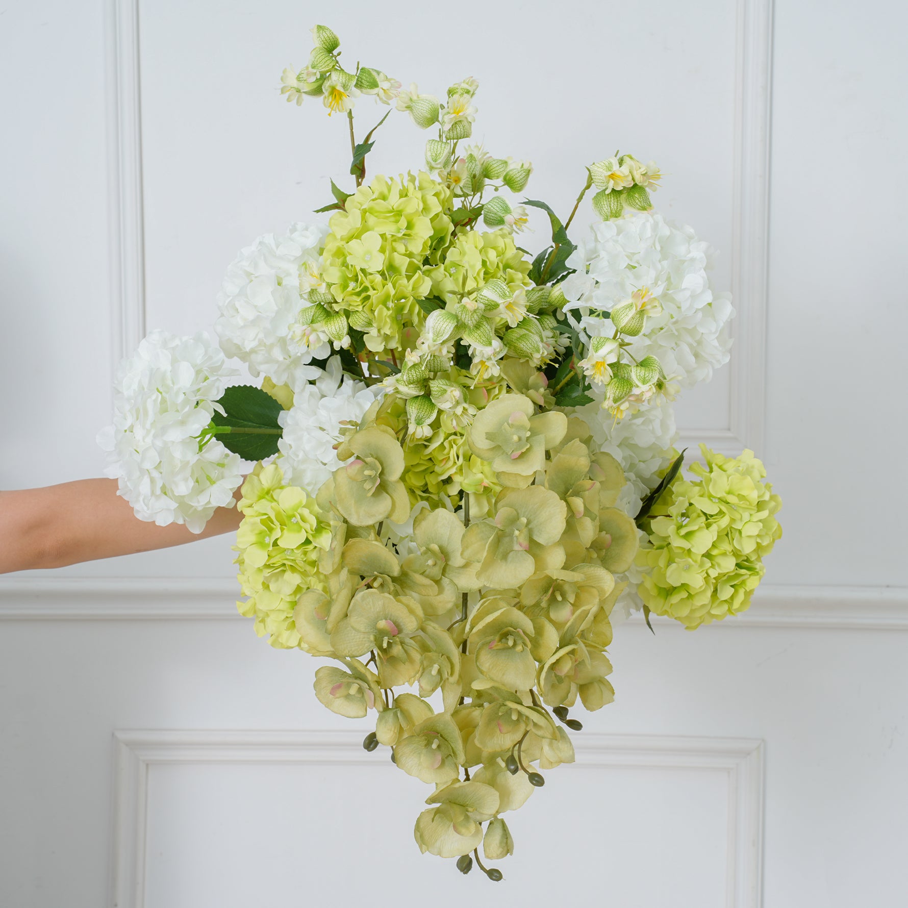 Angela Flower Champagne White Series With Greenery Floral