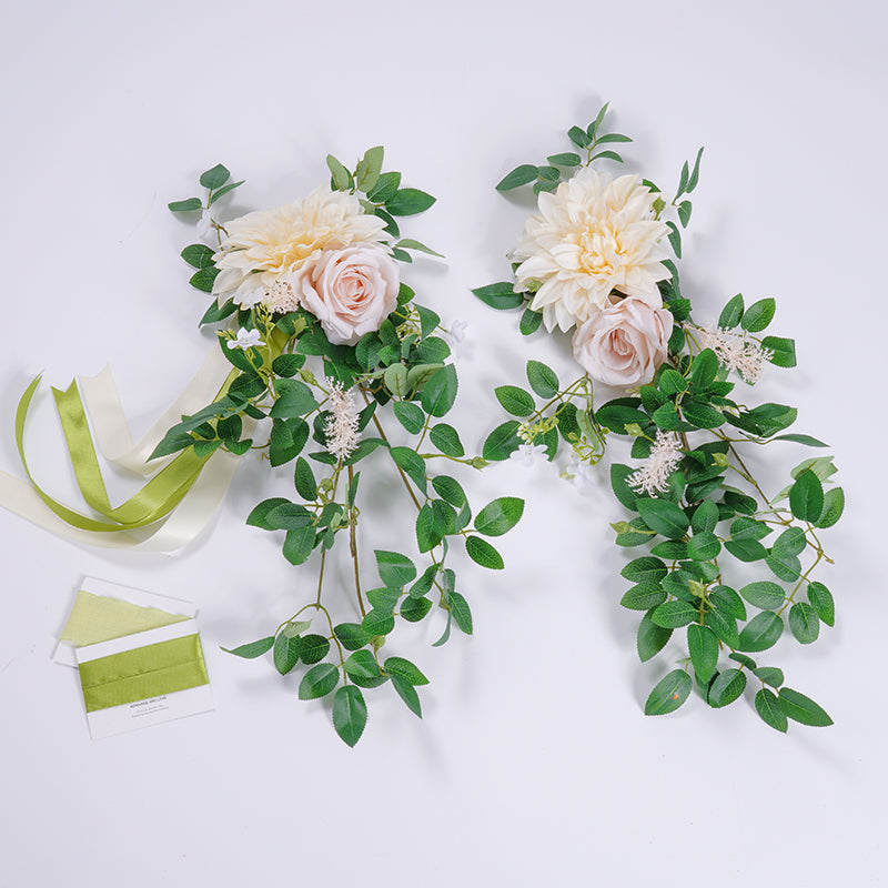 A863911 Champagne White Series With Greenery Chair Flower Wedding