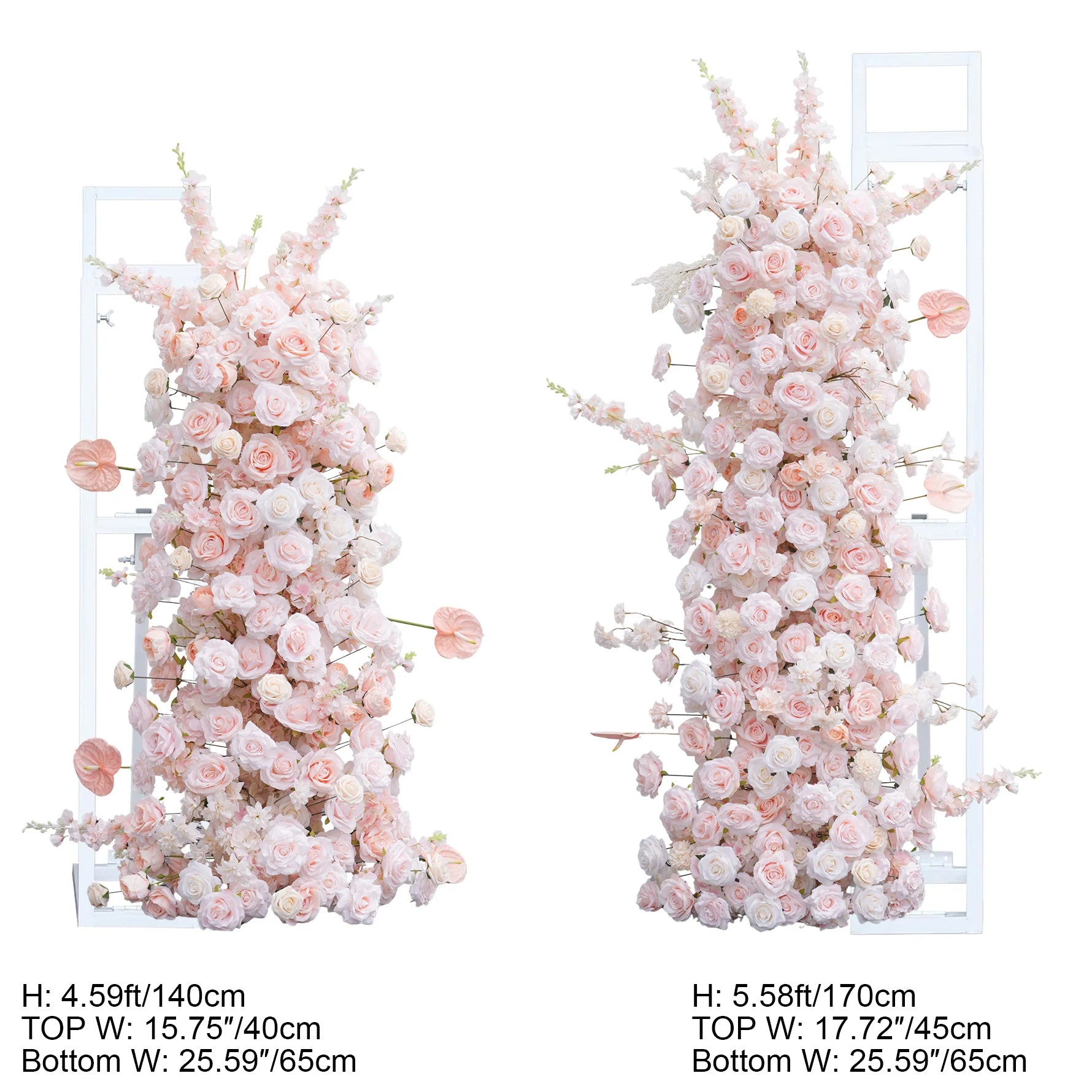 A9007 Pink Rose Plam Artificial Floral Row Table Centerpiece KT
