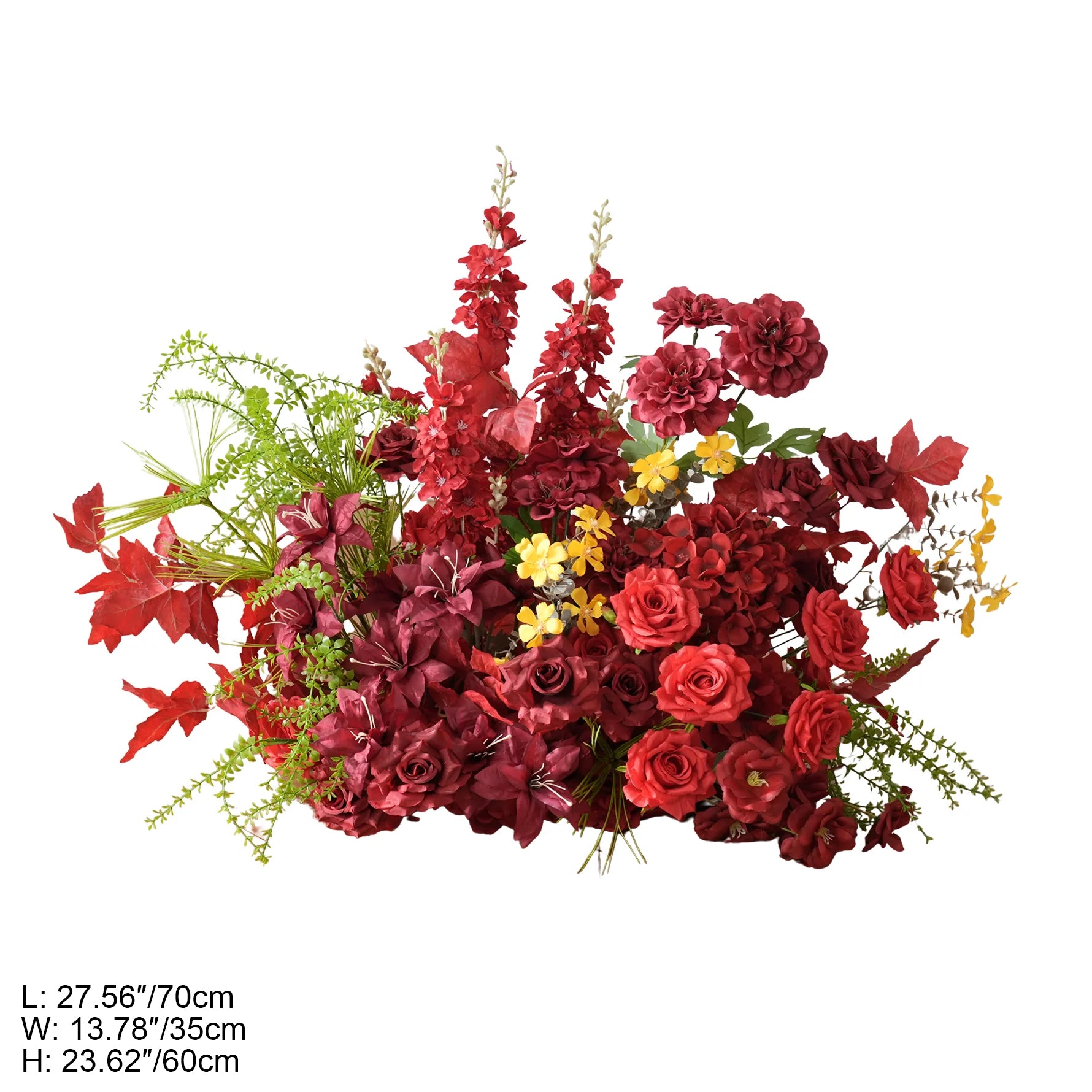 A9124 Burgundy Orchid Palm Hanging Vine Flower Arrangement Aisle