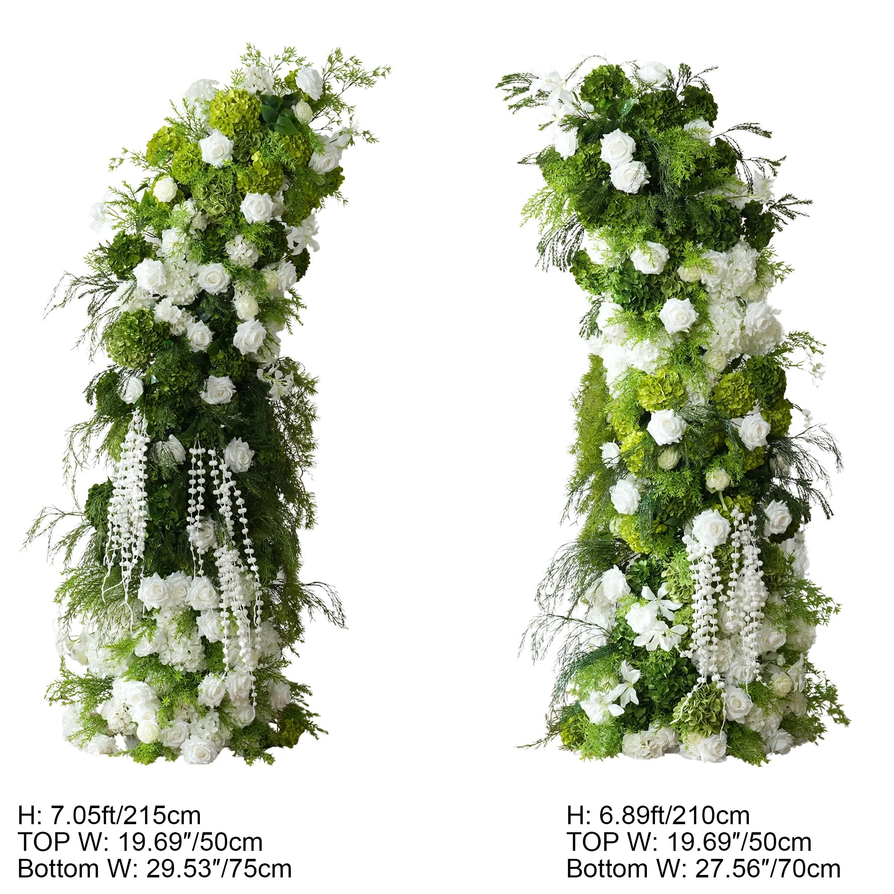 A9125 Green Hydrangea Wisteria Flower Arrangement Horn Arch
