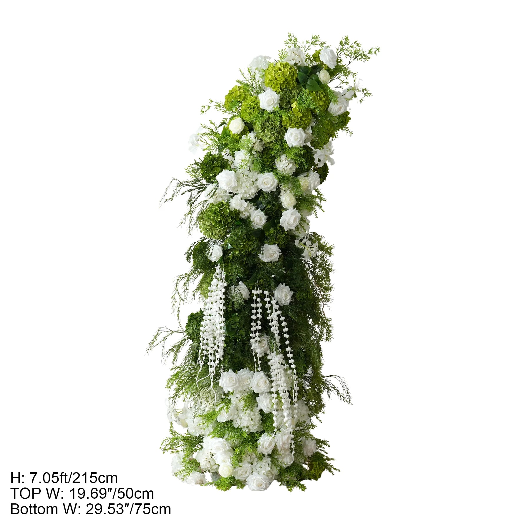 A9125 Green Hydrangea Wisteria Flower Arrangement Horn Arch