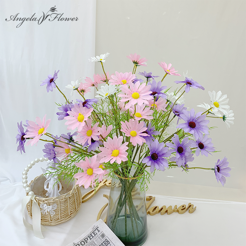 Faux 5 heads daisy vase arrangement