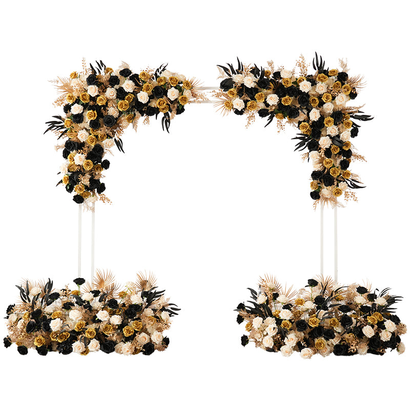 Complete black gold champagne artificial wedding flower kit