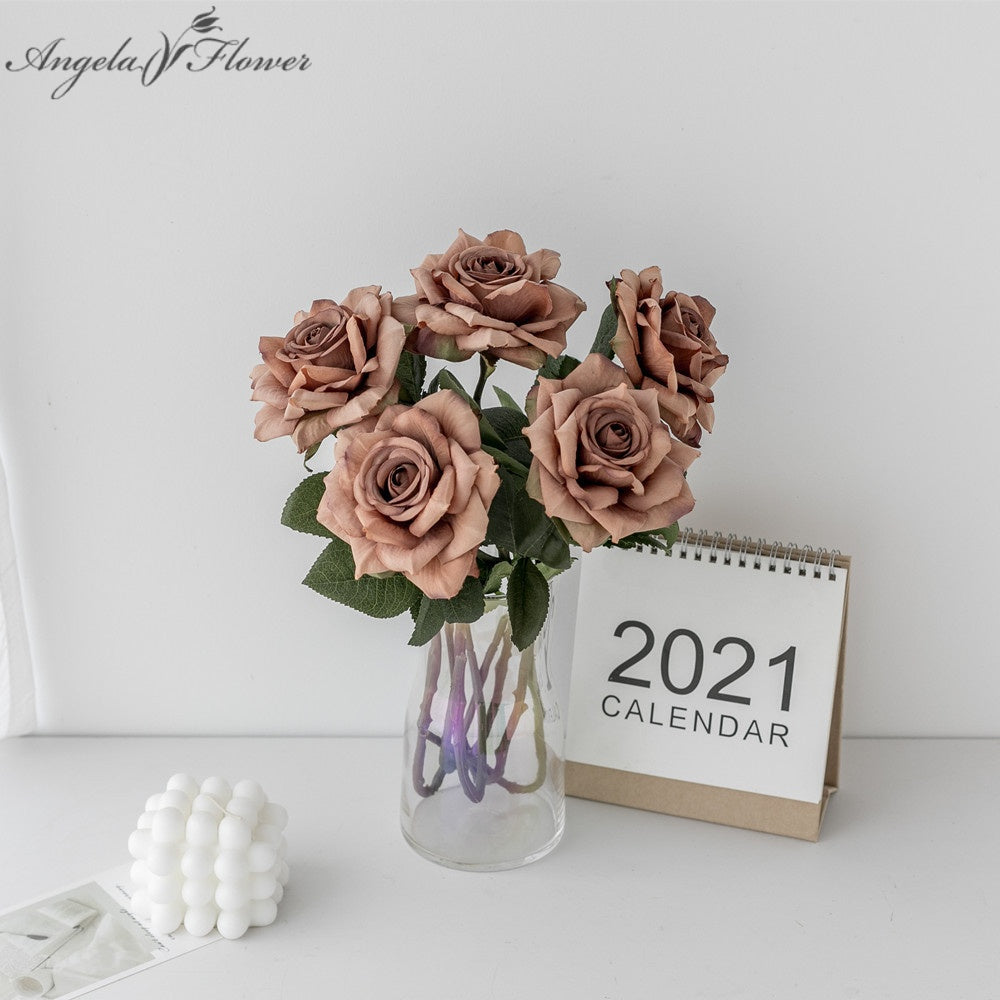 artificial rose stem floral arrangement decor