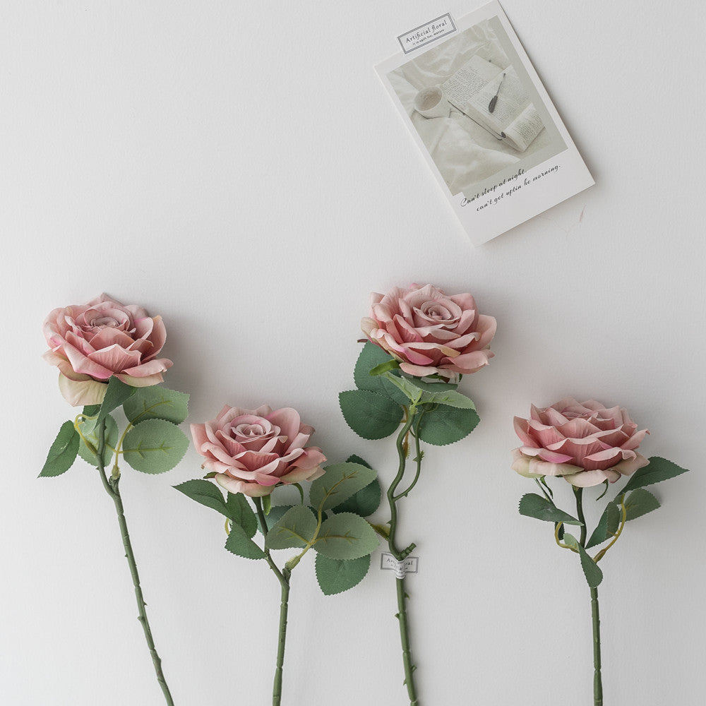 Dusty color fake rose branch backdrop flower
