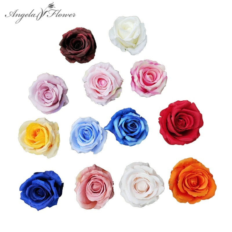 Multi-color artificial rose flower heads