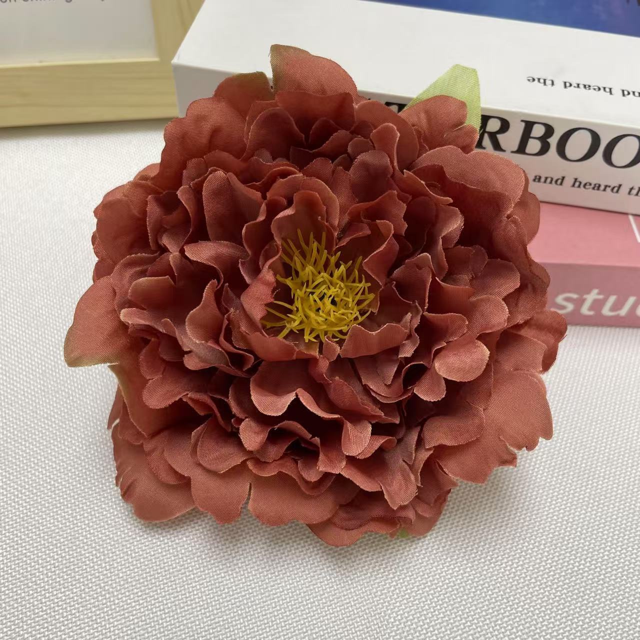 faux peony silk flower head 