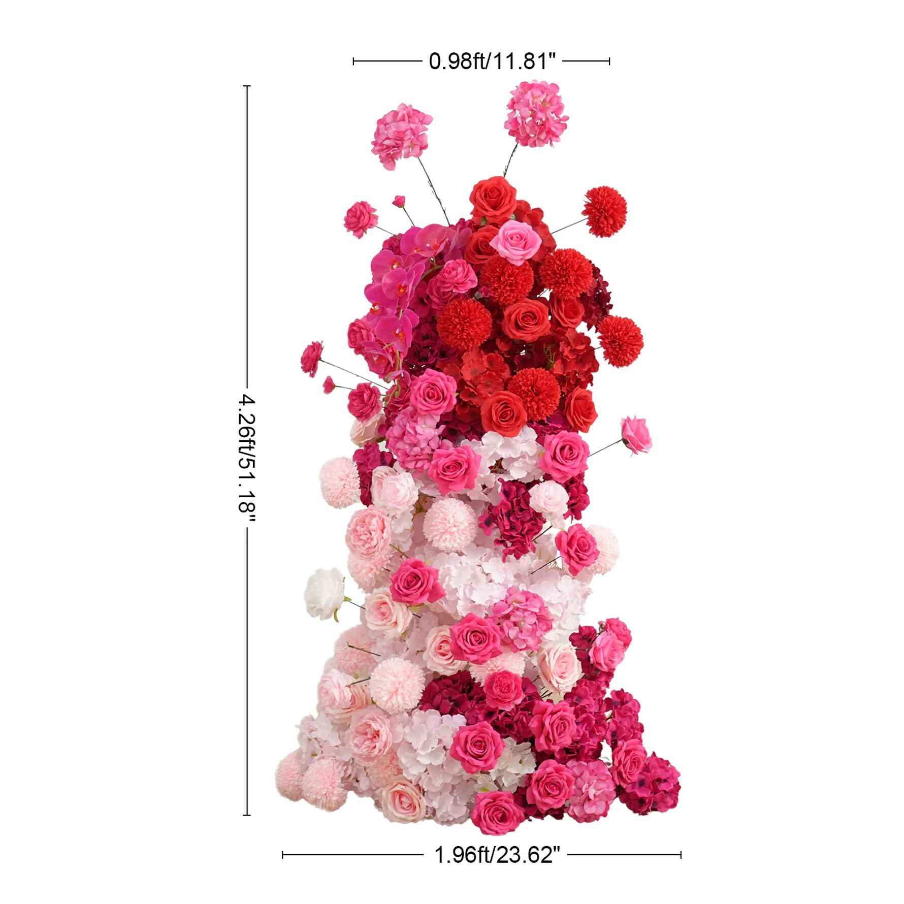 花てん A8961 Pink Rose Hydrangea Floral Row KT Board Backdrop Wedding