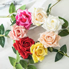 Champagne Faux Rose Flower with Leaves