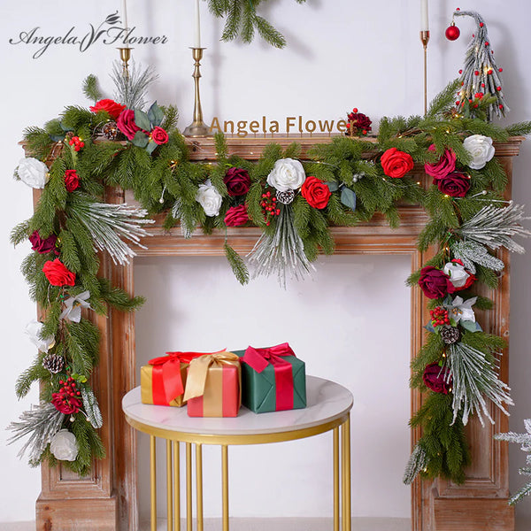 A866219 8.85ft Christmas Series Plant Vine Garland Decor Fireplace Table Sofa Runner
