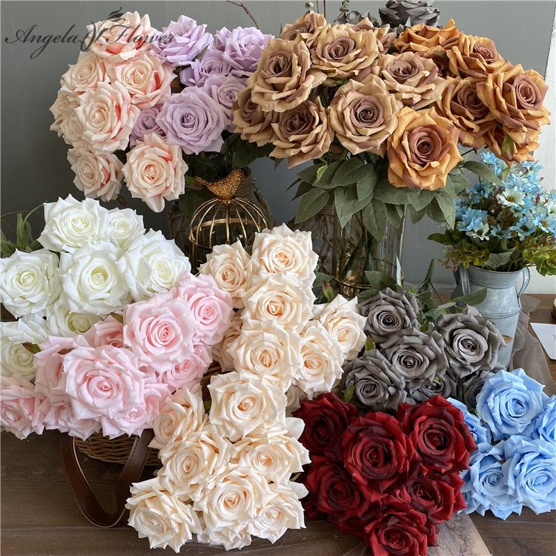 artificial-silk-rose-bouquet-multicolor-fake-roses-wedding-floral-decoration
