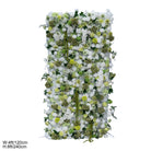 Ivory cream artificial floral wall backdrop, botanical mixed blooms ideal for wedding ceremony photo booth decor