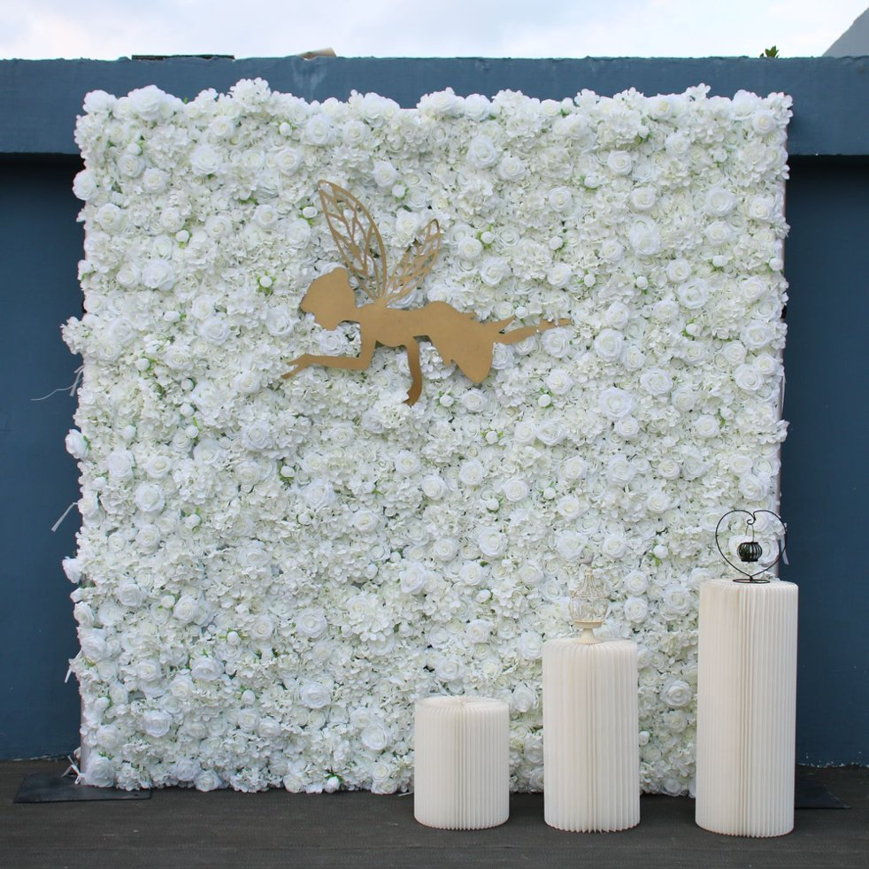 reusable white flower wall panel for engagement party and baby shower