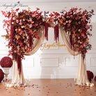 burgundy blush wedding arch floral swag