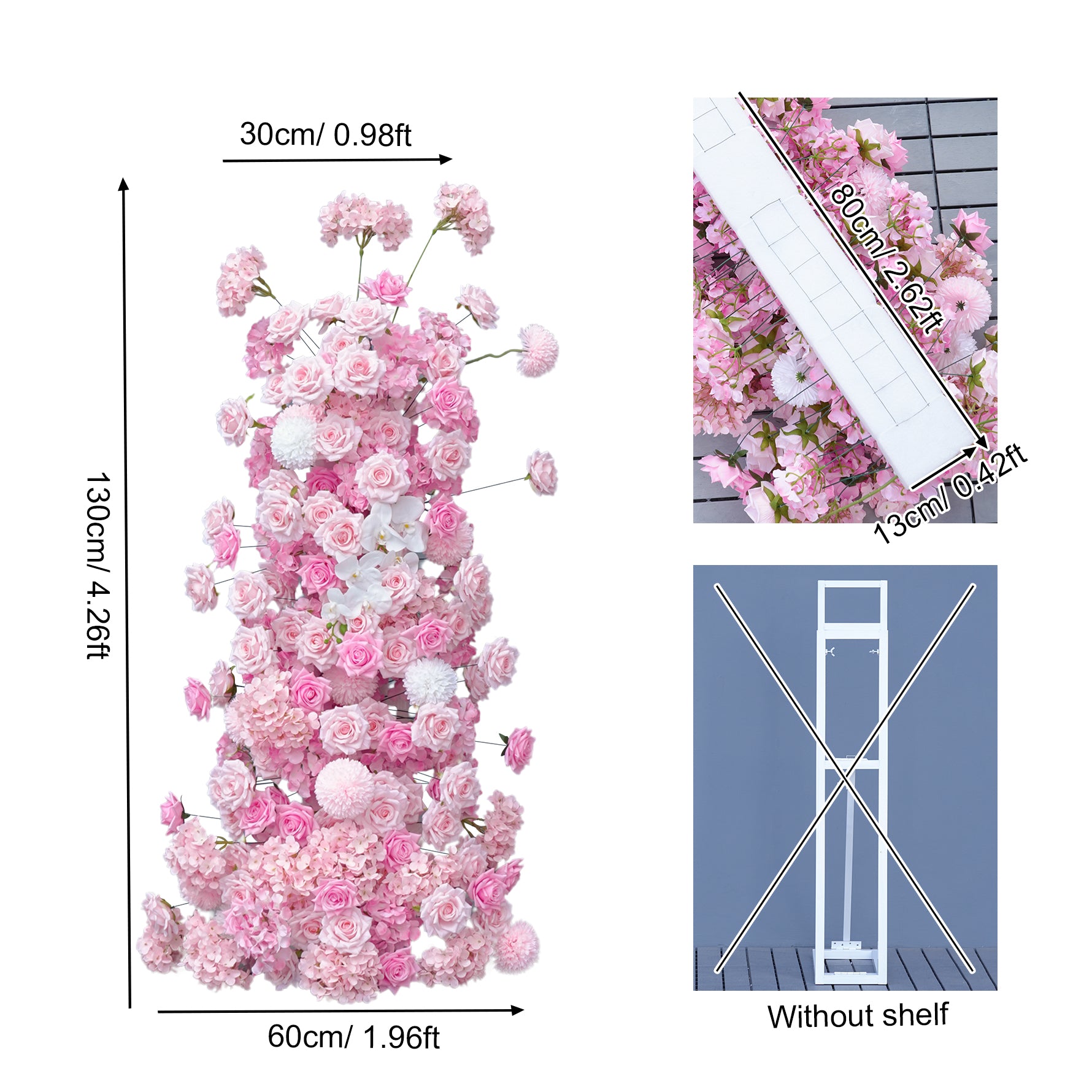 A8961 Pink Rose Hydrangea Floral Row KT Board Backdrop Wedding