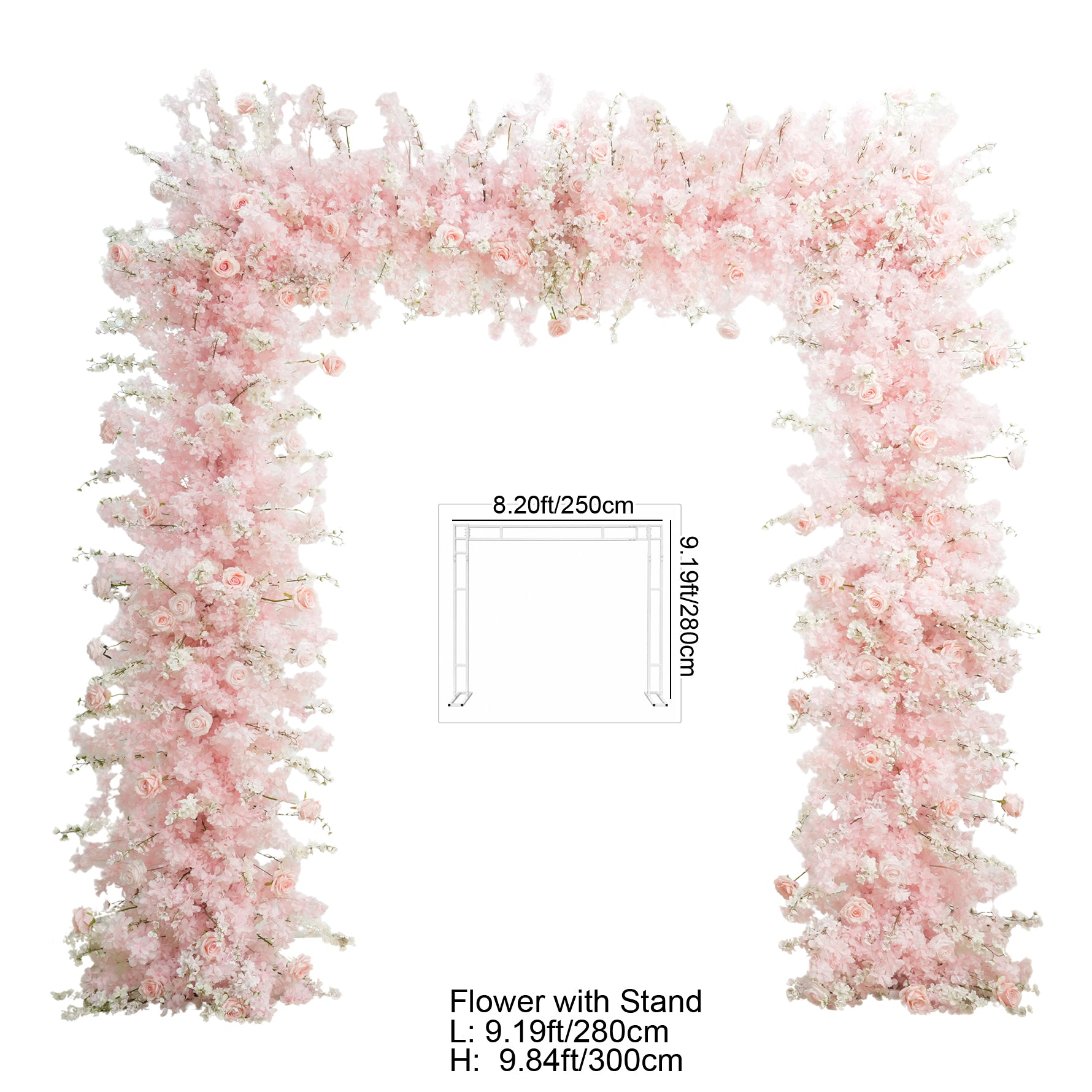 A9152 Pink Cherry Blossom Flower Arrangement Row Square Arch