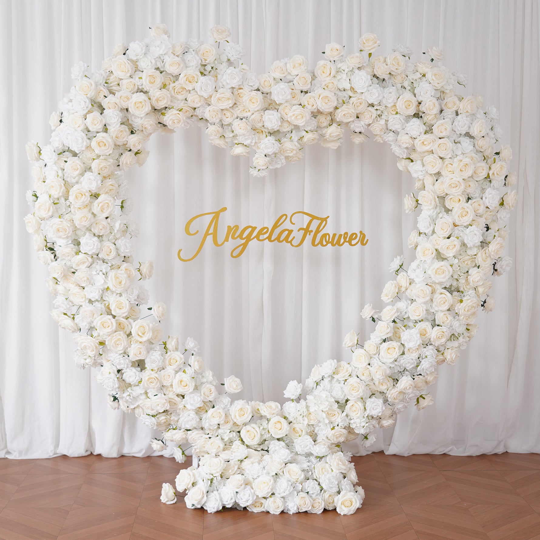 Elegant Rose Covered Heart Arch For Wedding Reception
