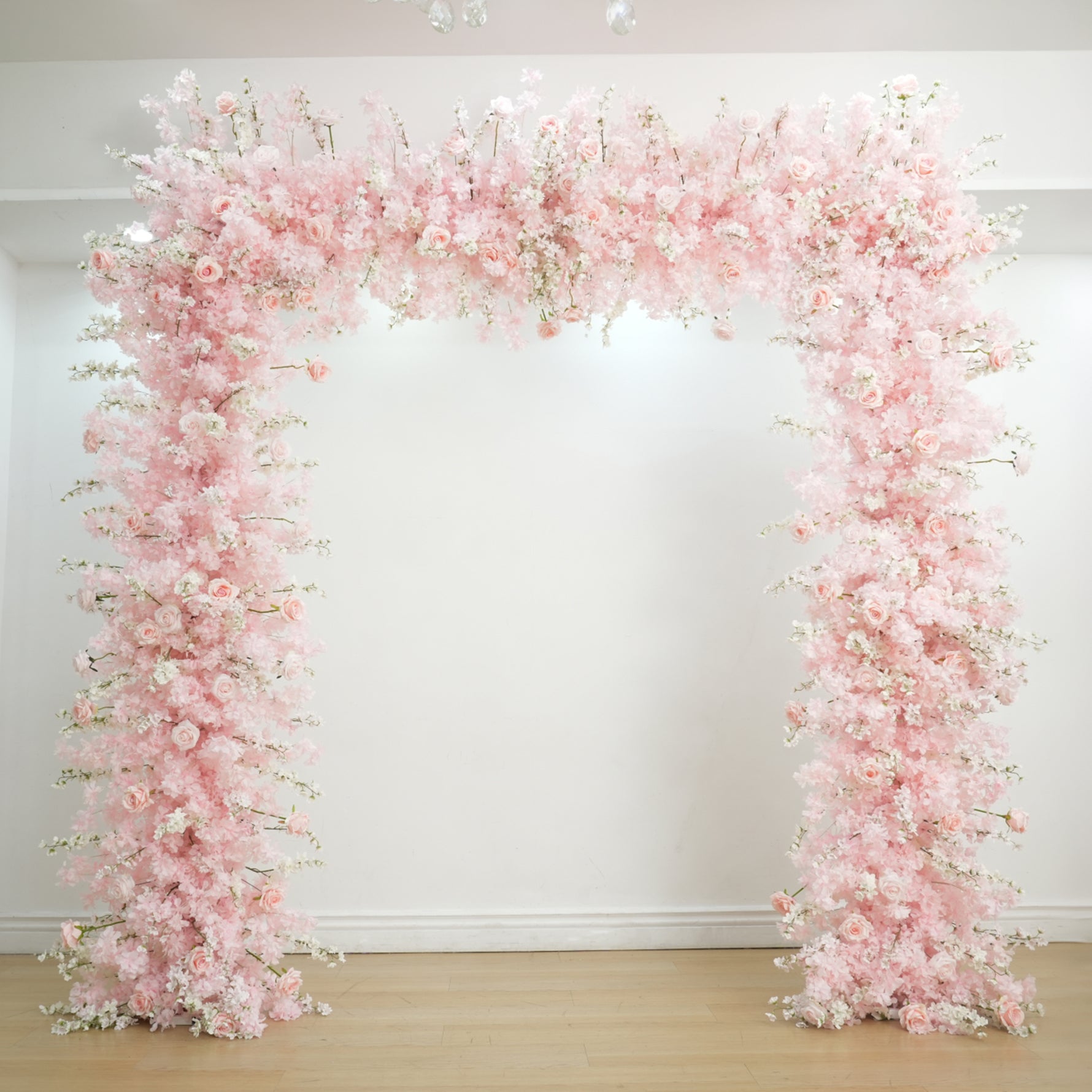 A9152 Pink Cherry Blossom Flower Arrangement Row Square Arch