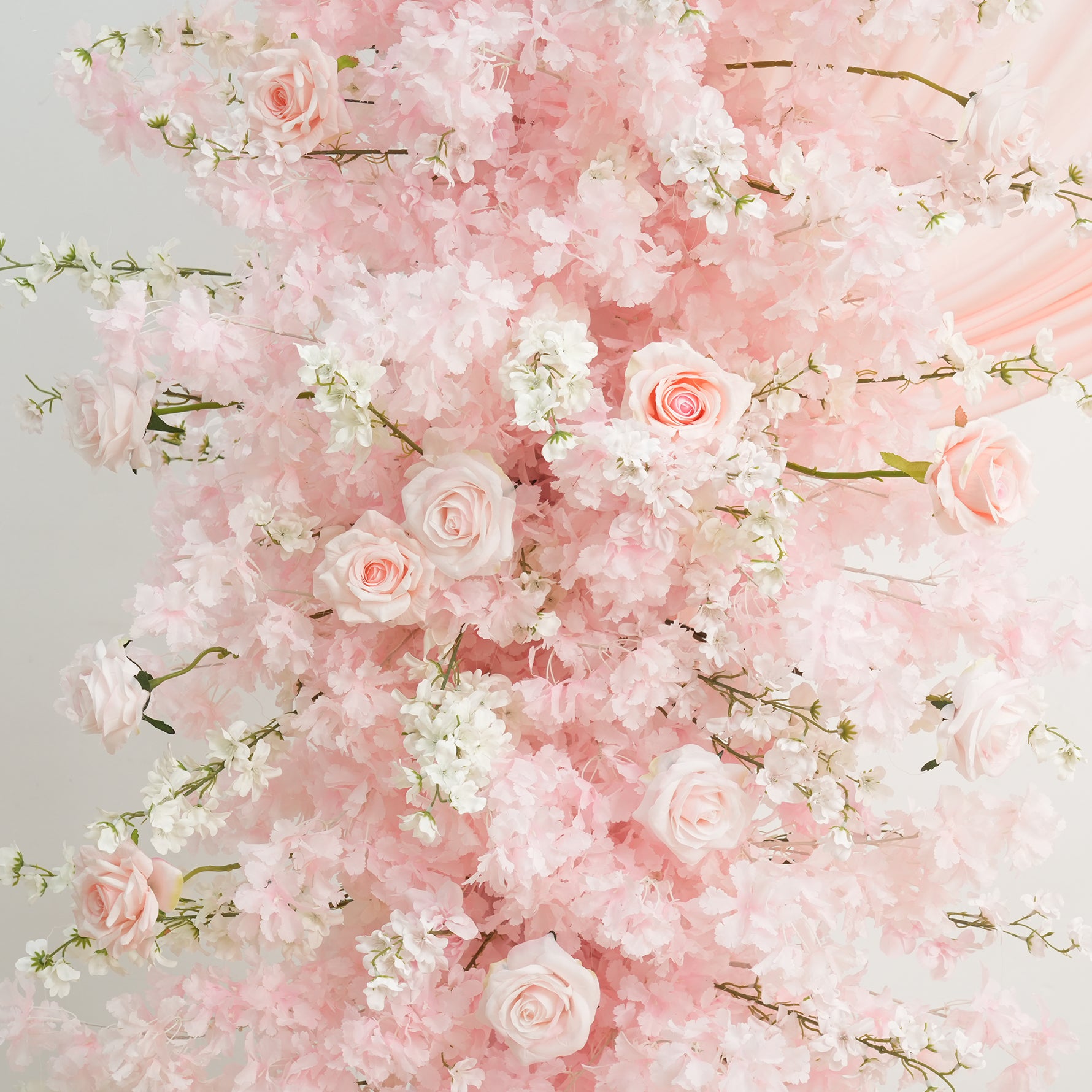 A9152 Pink Cherry Blossom Flower Arrangement Row Square Arch