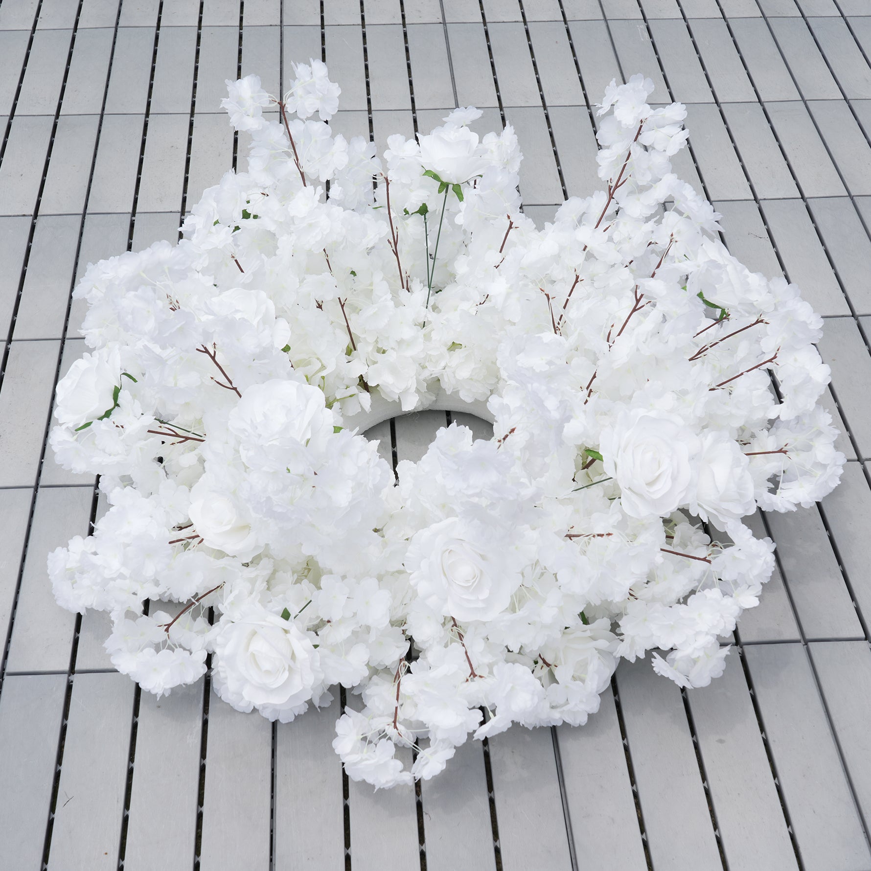 white artificial floral arrangement for proposal background