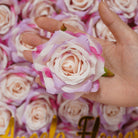 Dark tone silk rose flower heads