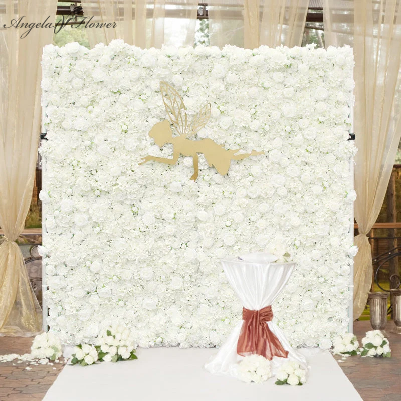 all white artificial rose hydrangea flower wall for wedding photo backdrop
