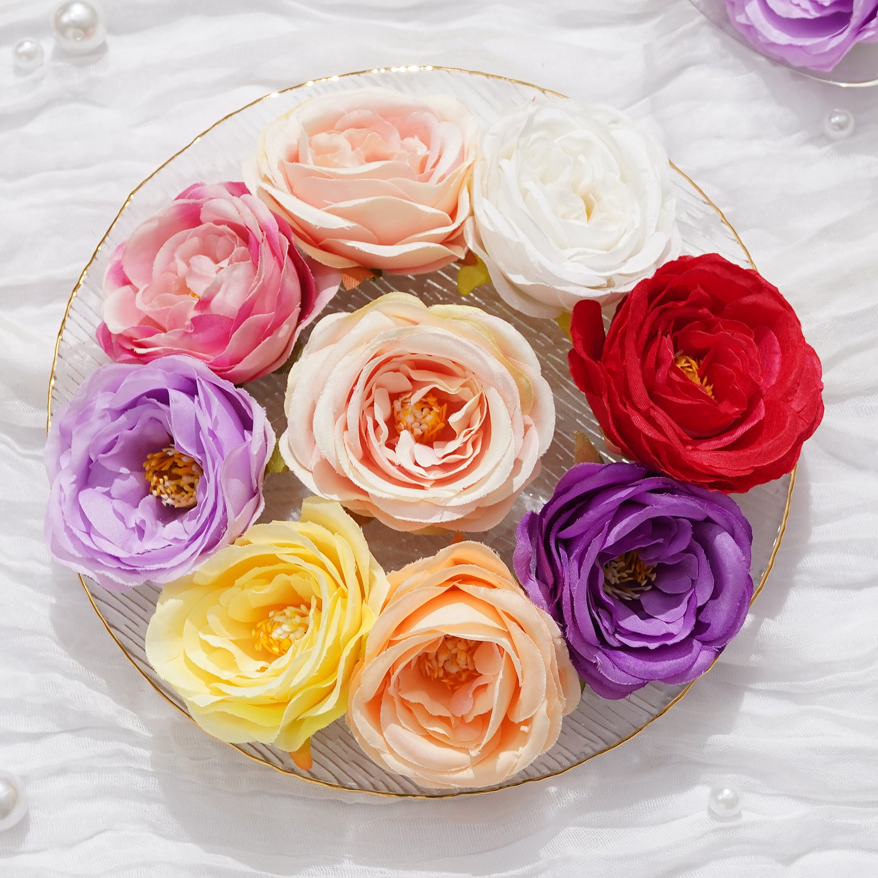 Silk artificial rose flower head close up detail
