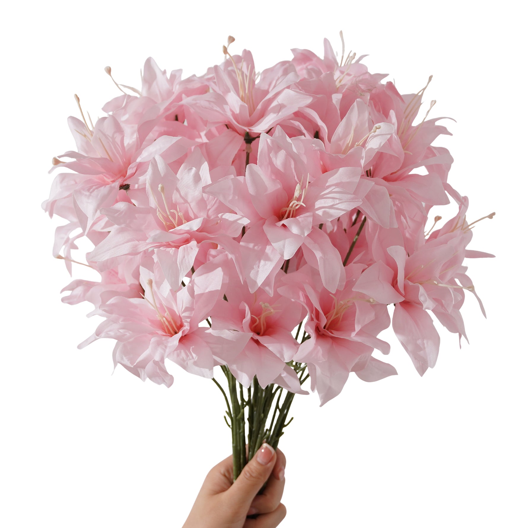fake orange lily flower stems pack