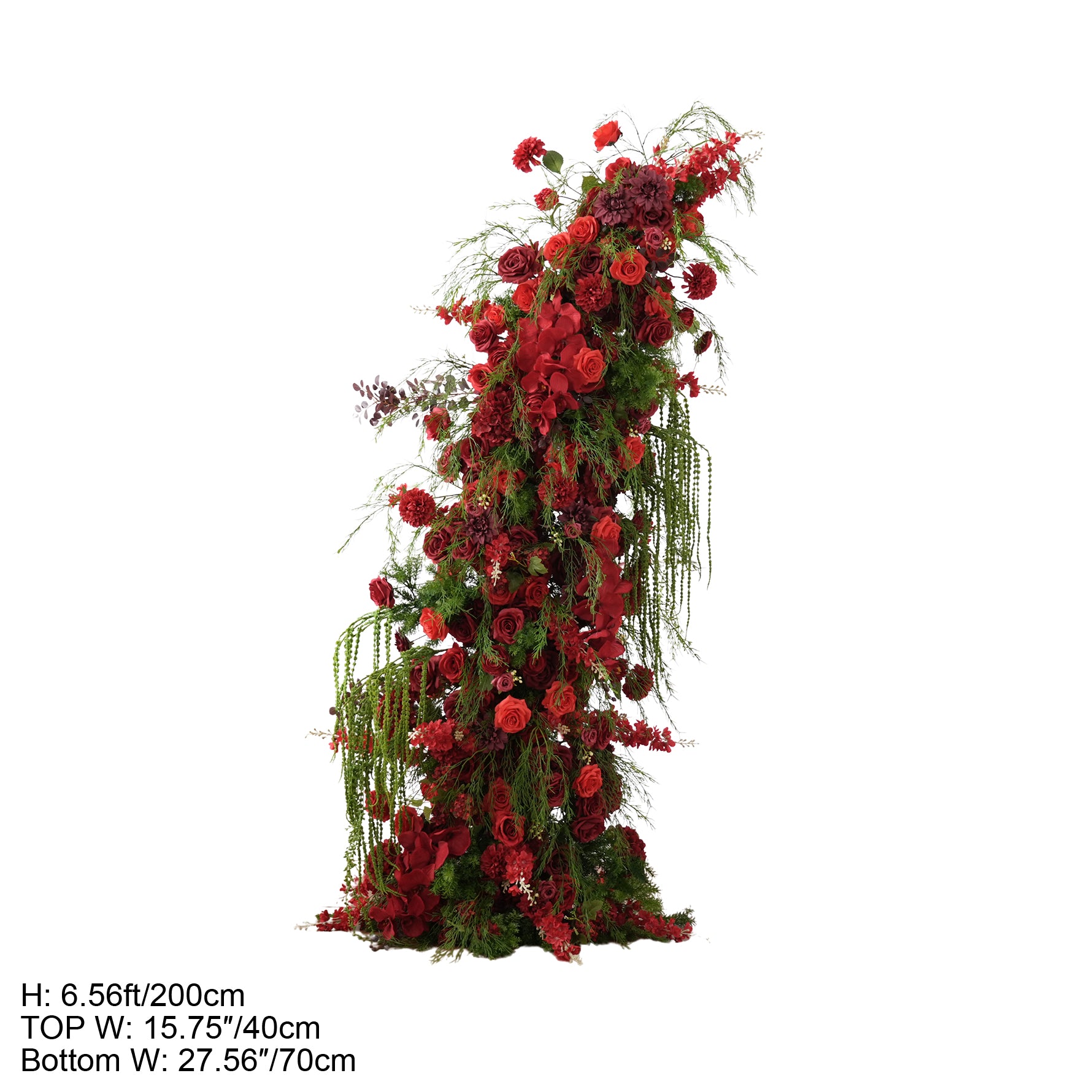 A9158 Red Delphinium Vine Flower Arrangement Cloth Base Horn Arch