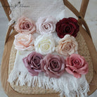 Artificial Rose Flower Heads in Soft Pink and White Colors