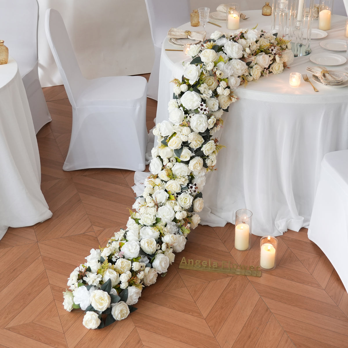 greenery trailing flower runner for wedding table