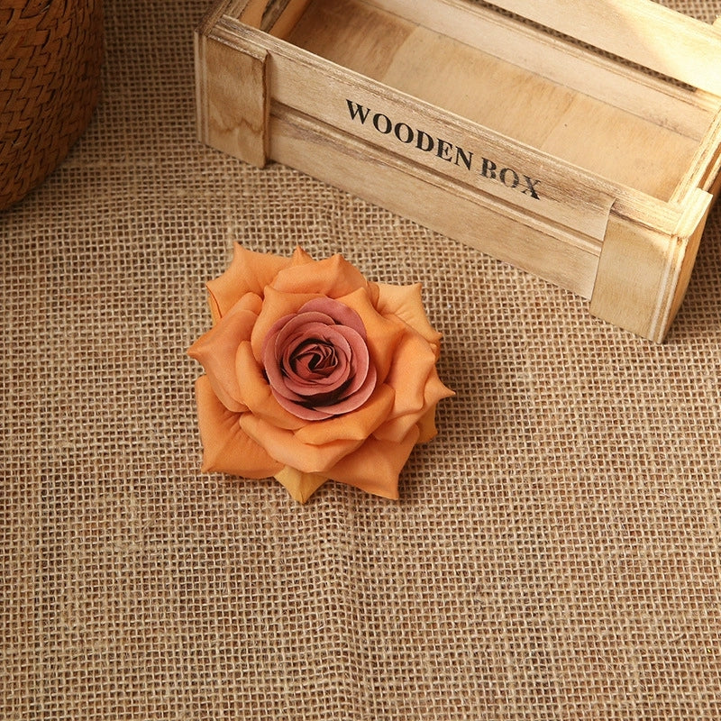 Coffee brown artificial rose head DIY flower crafts
